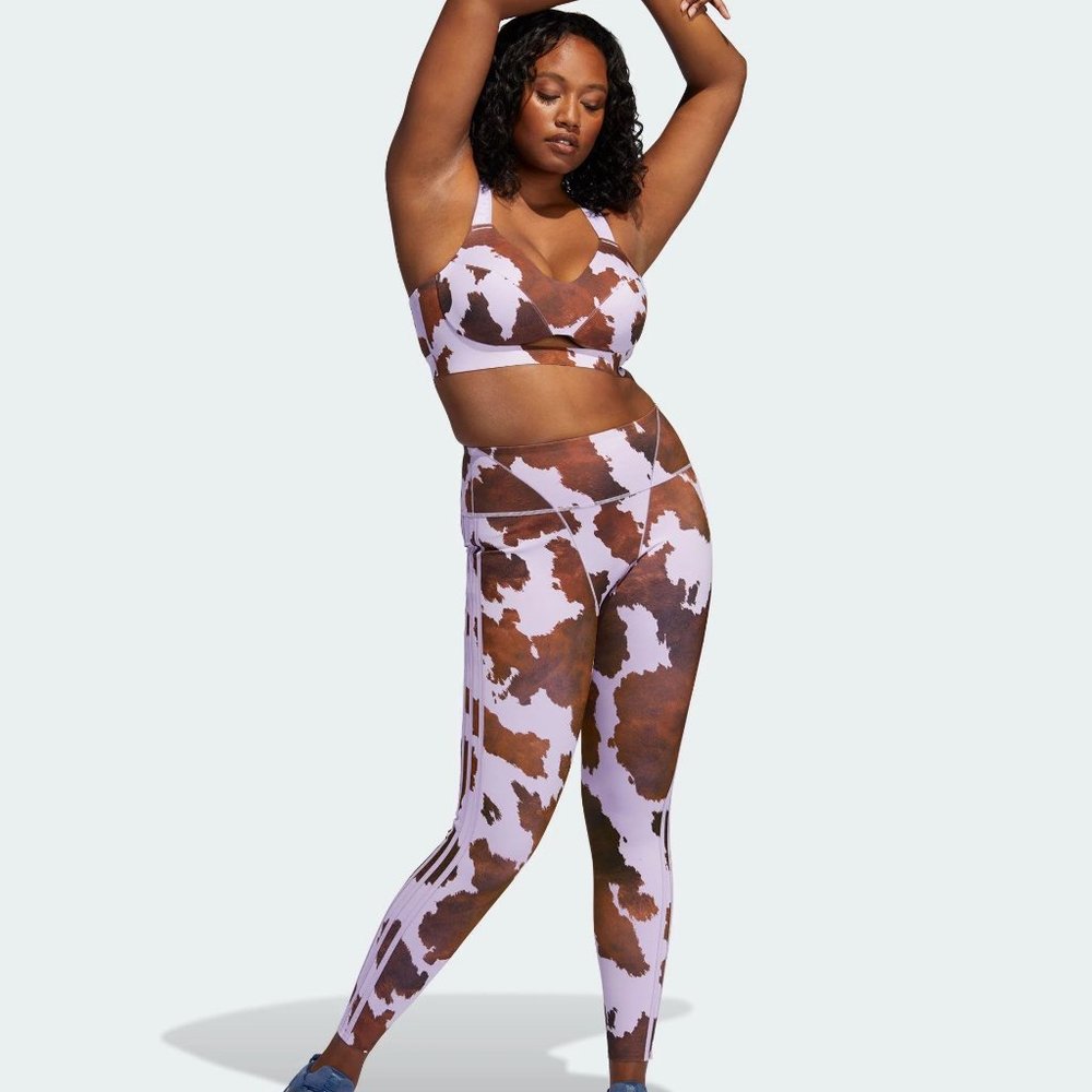 adidas Ivy Park Cow-Print Tights in Lavender/Brown (S)